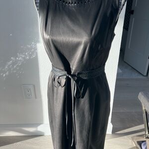 Beautiful black leather Elie Tahari size 8 sleeveless dress.